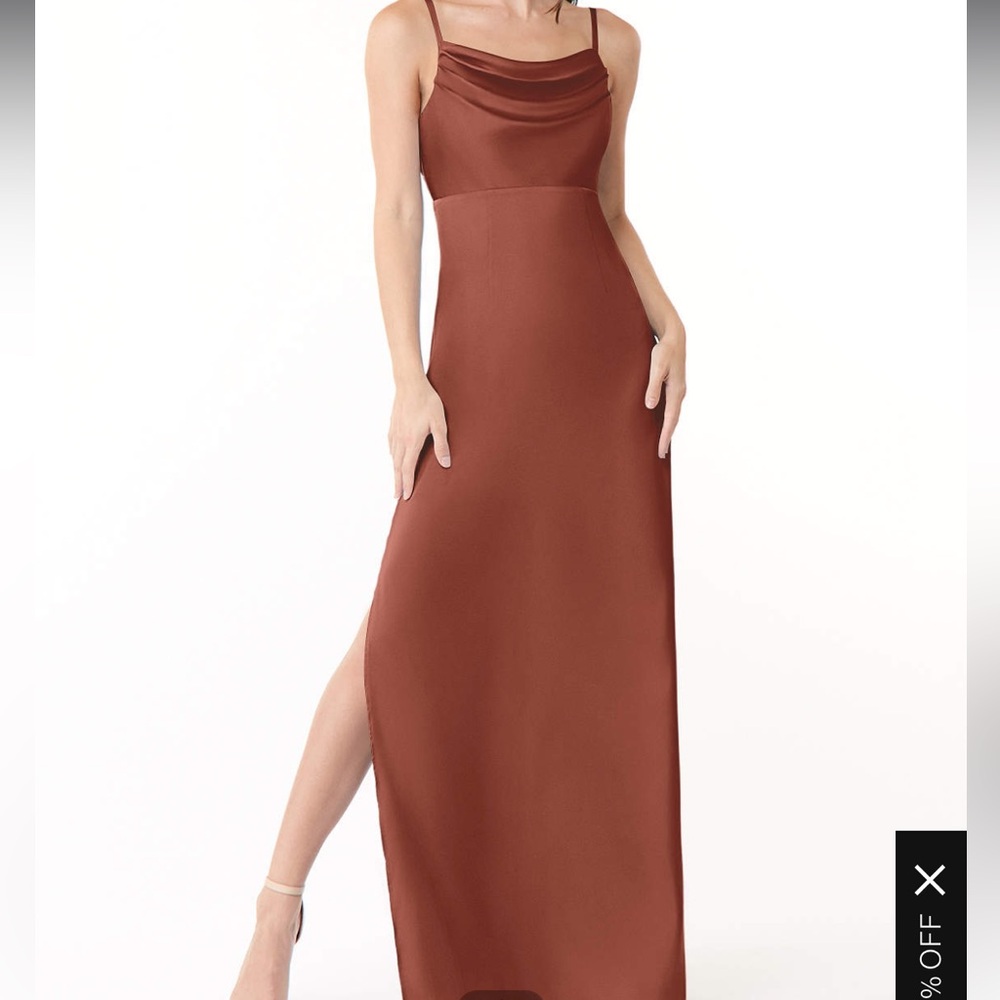 Petite Size Azazie Auburn Dress in Satin